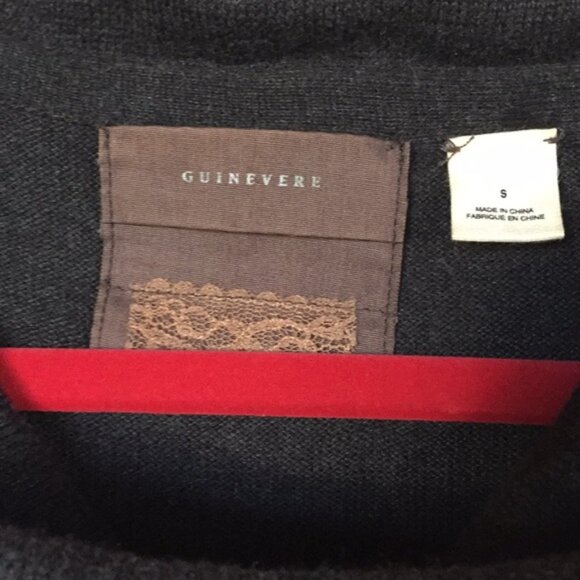 Anthropologie (S) Guinevere Dark Gray Cotton/Cashmere Sweeping Thrills Sweater - Picture 8 of 10